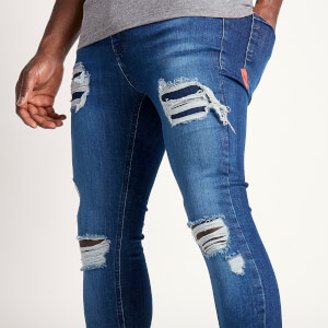 Men's Sustainable Distressed Jeans Skinny Fit - Indigo Wash