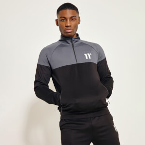 Men's Cut And Sew Quarter Zip Poly Top - Black/Anthracite