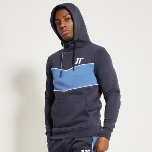 Men's Colour Block Piped Pullover Hoodie - Navy/Skydiver Blue/White