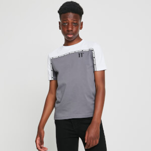 11 Degrees Junior Cut And Sew Taped T-Shirt - Shadow Grey/White