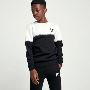 11 Degrees Junior Cut & Sew Micro Tape Sweatshirt – Black / White