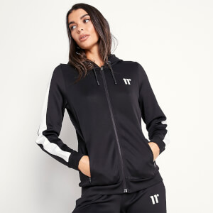 Women's Panel Poly Track Top With Hood - Black