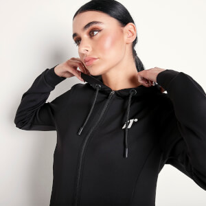Women's Core Poly Track Top With Hood - Black