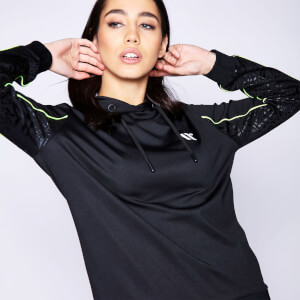 Women's Animal Print Contrast Poly Track Top With Hood - Black