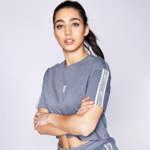 Women's Signature Cropped Tape T-Shirt – Shadow Grey