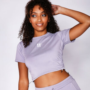 Women's Cropped Ruched Slim Fit T-Shirt - Lavender Grey