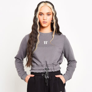 Women's Paperbag Waist Cropped Sweatshirt - Shadow Grey