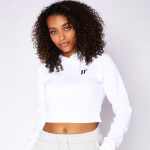 11 Degrees Womens Core Cropped Hoodie – White
