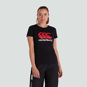 Canterbury T-Shirt Women's Small Embroidered Logo T-Shirt New Black