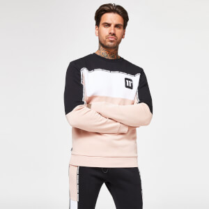 11 Degrees Colour Block Taped Sweatshirt – Black / Putty Pink / White