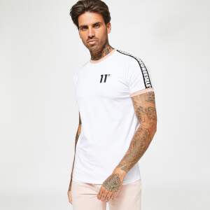 Taped Ringer Short Sleeve T-Shirt – White/Putty Pink