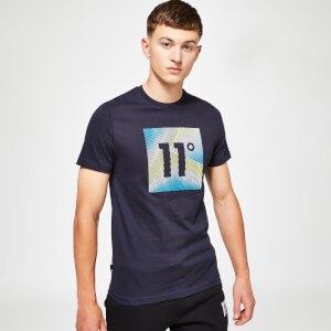 11 Degrees 3D Linear Gradient Short Sleeve T-Shirt – Navy