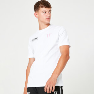 Archie H Gradient Fade Logo Short Sleeve T-Shirt – White
