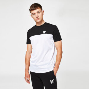 11 Degrees Textured Block Short Sleeve T-Shirt – White/Black