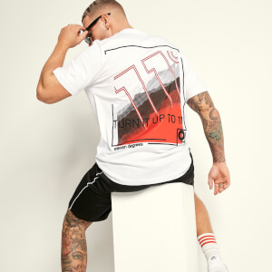 11 Degrees Back Graphic T-Shirt - White/Goji Berry Red