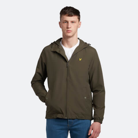 Men's Zip Through Hooded Jacket - Olive