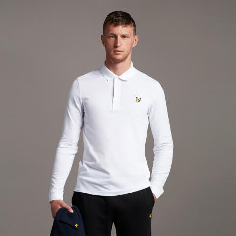 Men's Long Sleeve Polo Shirt - White
