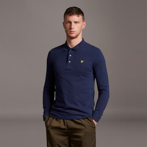 Men's Long Sleeve Polo Shirt - Navy