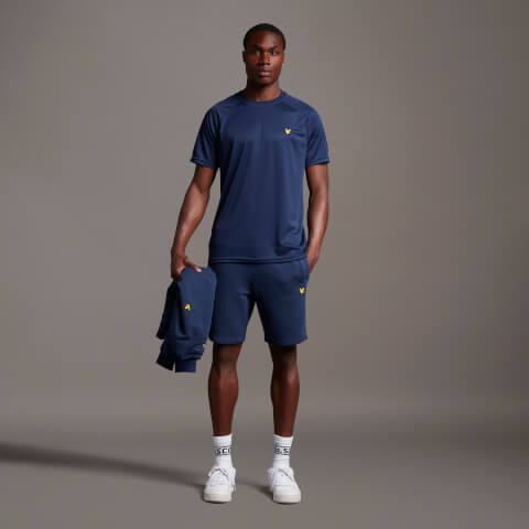 Men's Sweat Shorts With Contrast Piping - Navy