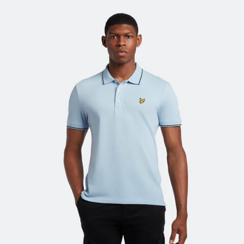 Men's Tipped Polo Shirt - Light Blue/Dark Navy