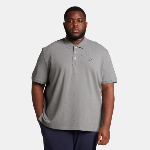 Men's Plain Polo Shirt - Mid Grey Marl - Plus
