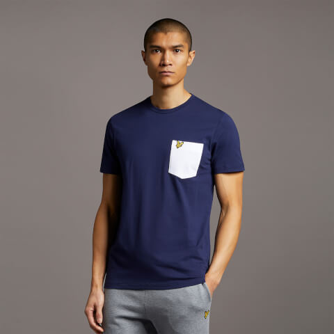 Men's Contrast Pocket T-Shirt - Navy/White