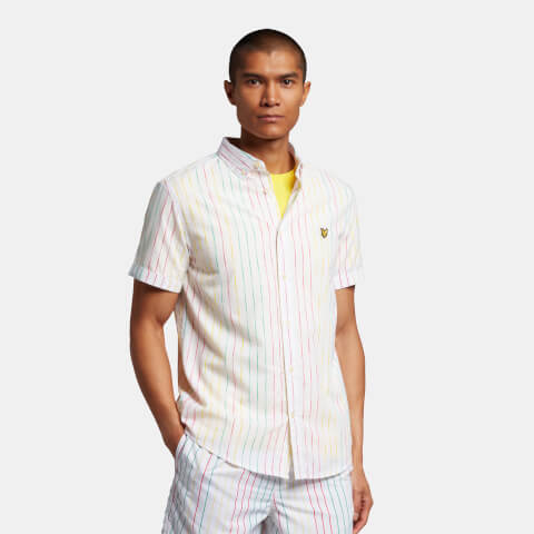 Men's Short Sleeve Multi Stripe Shirt - White
