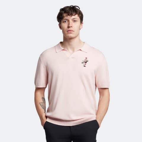 Men's Golf Player Knitted Polo - Free Pink