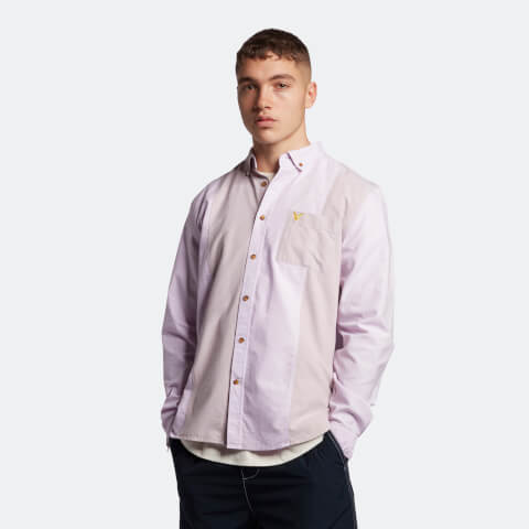 Men's Archive Overdyed Panelled Oxford Shirt - Lilac Sky