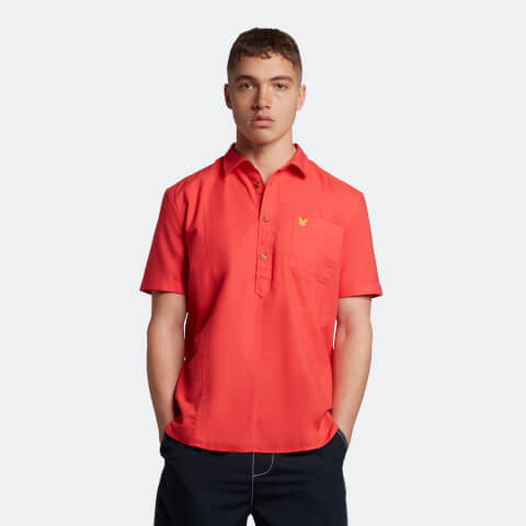 Men's Archive Overdyed Panelled Oxford SS Shirt - Fire Red