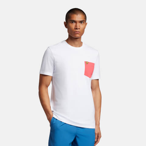 Men's Contrast Pocket T-Shirt - White/Electric Pink