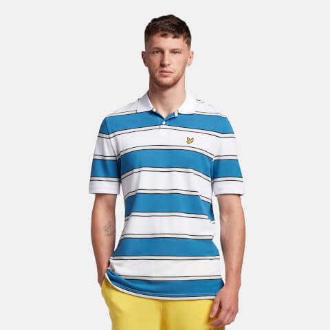 Men's Broad Stripe Polo Shirt - Spring Blue/White