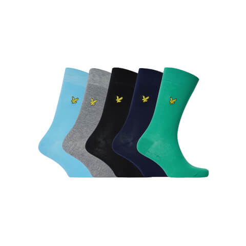 Men's 5 Pack Core Socks Plain - Black/Peacoat/Green Spruce/Blue Mist/Grey Marl