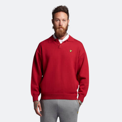 Men's Blousson Knitted Polo - Tunnel Red