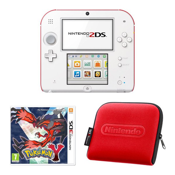 Nintendo 2DS Console (White & Red) Bundle includes Pokémon Y + Red