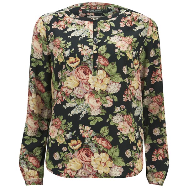 Flower Print Floral Pattern Tie Lace Up Women Blouse Tops