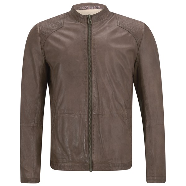 BOSS Orange Men's Jips Leather Biker Jacket - Tan Clothing | TheHut.com