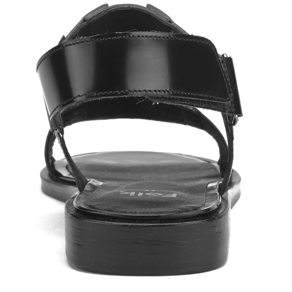 Folk Women's Lore Ruffle Detail Two Part Leather Sandals - Black | FREE ...