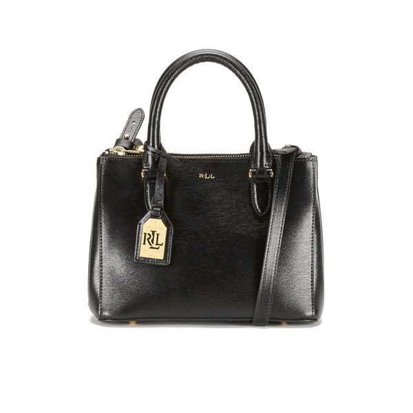 Lauren Ralph Women S Newbury Mini Double Zip Satchel Black Gold Lauren Ralph Women S Newbury Mini Double Zip Satchel Black Gold Image 1