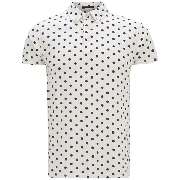 Scotch & Soda Men's Printed Polka Dot Polo Shirt White Free UK