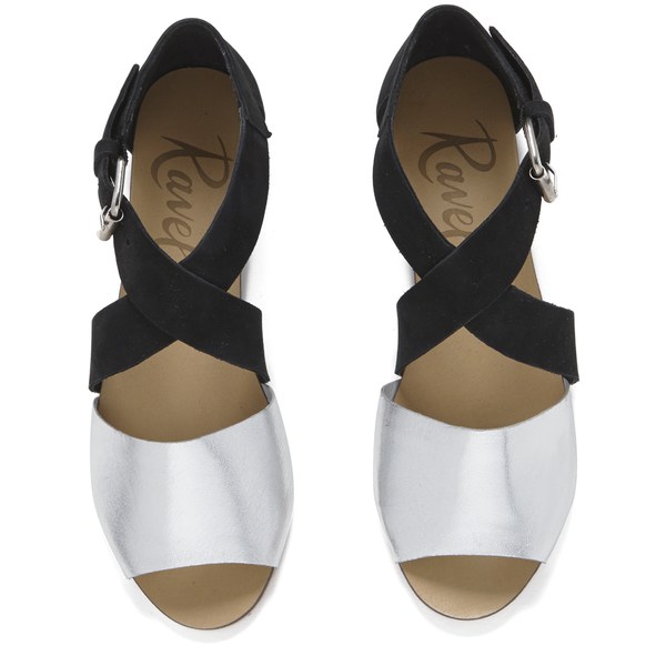 Ravel Women's Dallas Multi Strap Peep Toe Flat Sandals - Black/Silver ...