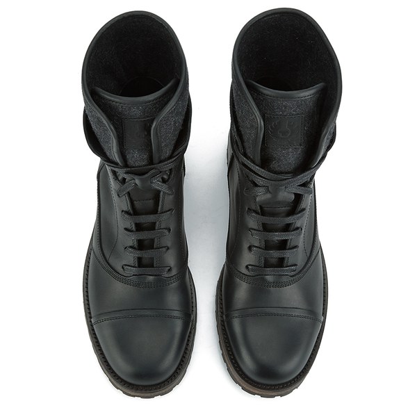Belstaff Men's Faystar Lace-Up Leather Tall Boots - Black - Free UK ...