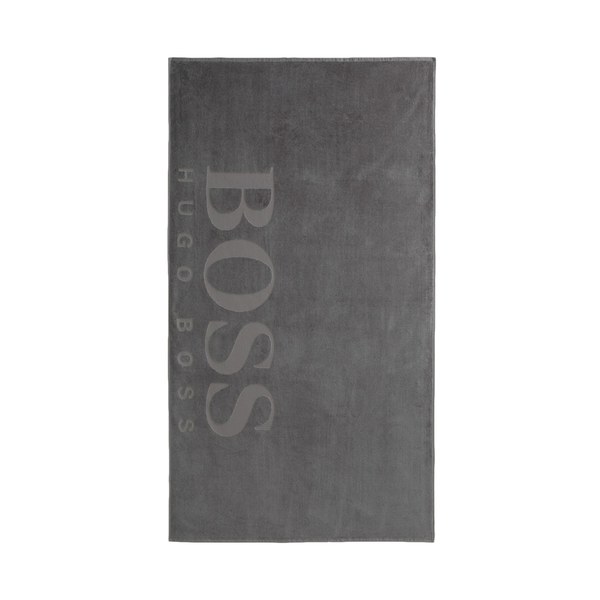 Hugo BOSS Carved Beach Towel – Grey - Free UK Delivery over £50