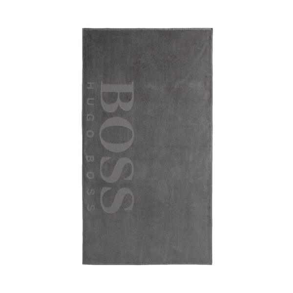 Hugo BOSS Carved Beach Towel Grey Free UK Delivery over £50