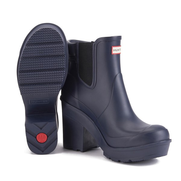 Hunter Women's Original Block Heel Chelsea Rubber Ankle Boots