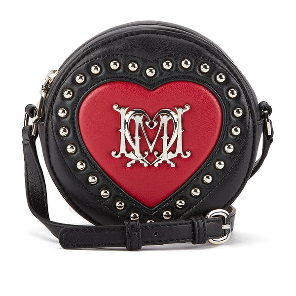 Love Moschino Women's Quilted Heart and Stud Round Cross Body Bag