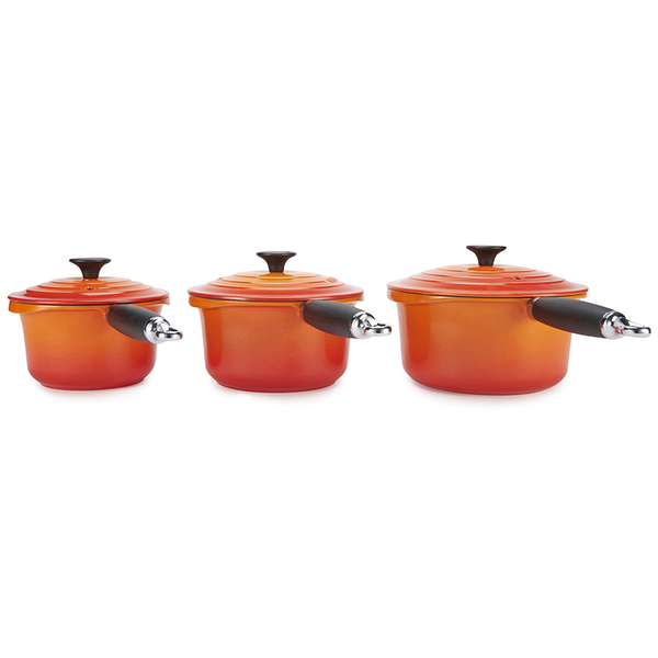 Le Creuset Cast Iron 3 Piece Saucepan Set Volcanic IWOOT