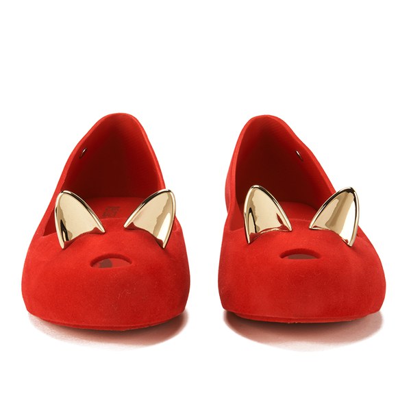 Melissa Women's Ultragirl Cat Ballet Flats Red Womens Footwear