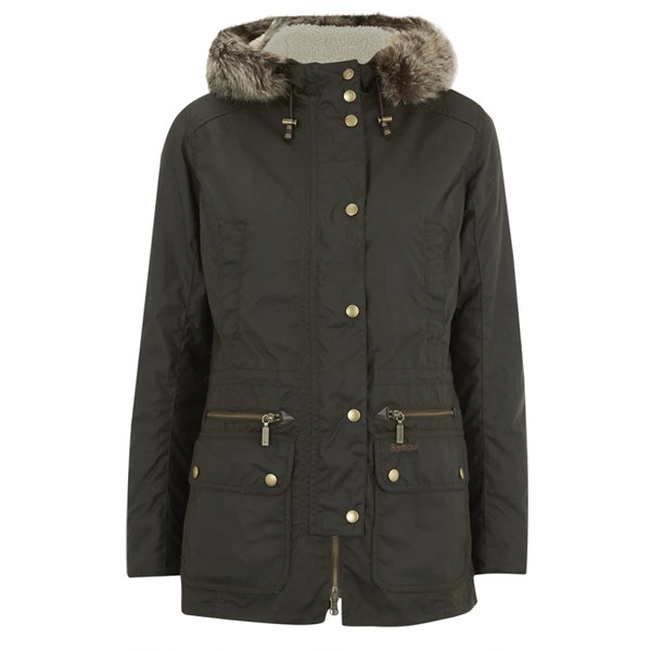 Barbour Women's Kelsall Wax Parka - Olive/Classic - Free UK Delivery ...