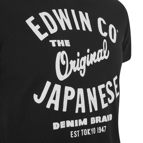 Edwin Men's Original Logo Crew TShirt Black Free UK Delivery over £50